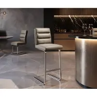 DELIFE Chaise-de-bar Pela-Flex cuir véritable boue cadre luge plat acier inoxydable ressorts ensachés