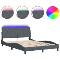 vidaXL Cadre de lit avec LED sans matelas gris foncé 140x200 cm velours