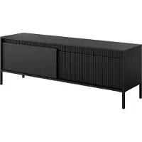 Bettso Meuble TV étroit avec façade rainurée SENSO 153 x 53 cm Noir
