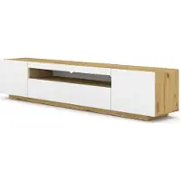 Homlando Armoire TV AURA 200 cm (Chêne Artisan / Blanc Mat sans LED) Suspendue ou debout universelle Armoire basse Armoire TV Board Sideboard HiFi-Table Armoire suspendue Lowboard