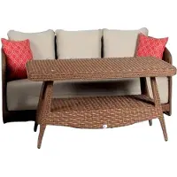 AEA Garnitur Sofa 3 Sitzer Couchtisch Sofas Dreisitzer Rattan Tisch Luxus Modern