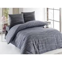 Syfax Parure de Lit Housse de Couette 220 x 240 cm, 2 Taies d'Oreiller 60 x 60 cm, 65% Coton 35% Polyester, Gris