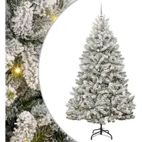 Syfax Sapin de Noël artificiel Vert et blanc 210 cm PVC et métal