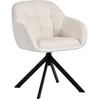 Duhome Fauteuil de relaxation , pivotant à 360°, avec accoudoirs, en tissu chenille. Chaise de table de maquillage avec structure métallique. Chaise de salle à manger, couleur beige