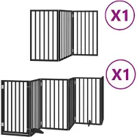 Syfax Barrière pour chien porte pliable 9 panneaux noir bois peuplier