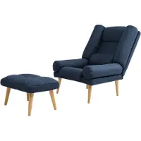 MargaretHadas24 Fauteuil relax Lola avec repose-pieds, dossier réglable en 5 positions. Couleur : Falcone 80 – bleu foncé