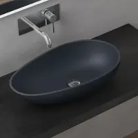 Doporro Lavabo vasque à poser gris noir mat 60cm lave main Colossum809 59,8x36x14cm
