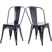 Duhome Chaise en métal Chaise de salle à manger Lot de 2 en fer Chaise de bistrot avec dossier, chaises de cuisine empilables, noir