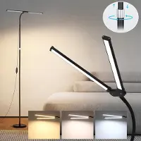 Lapamax Lampe sur pied LED, à intensité variable, avec 3 couleurs de lumière, lampe de lecture, hauteur réglable, bras flexible, lampe d'angle, double tête, idéale pour le salon, le bureau ou le bureau