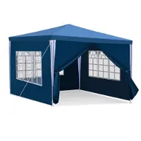Izrielar Tente de réception pour fêtes et réceptions dans le jardin, résistante à la pluie et au vent, avec parois latérales 3 x 3 m, bleue