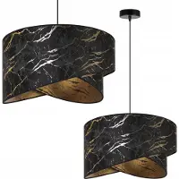 Light11 HOME Light-Home Milan Abat-jour Lampe à suspendre - Plafonnier industriel - Suspension en métal avec abat-jour en velours - Noir et or