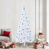 Prolenta Arbre de Noël artificiel blanc, 210 cm, en PVC et en acier. (Marque : Maison Exclusive)