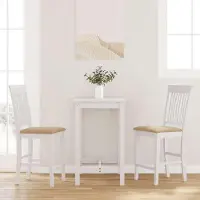 Prolenta Maison Exclusive - Tabourets de bar avec coussins, 2 pièces, blanc, bois massif, hévéa