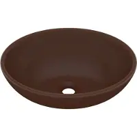 Syfax Lavabo ovale de luxe Marron foncé mat 40x33 cm Céramique