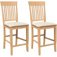 Syfax Tabourets de bar avec coussins (2 pcs) en bois massif naturel et caoutchouc