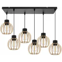 Light11 HOME Suspension, lustre, bois, abat-jour LED