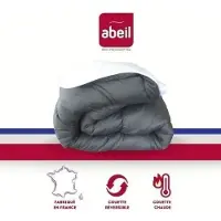 Abeil Couette Chaude Bicolore, 140 x 200 cm, Blanc et Gris, 350g/m², Oeko-Tex