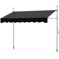 Costway Marquise à pince 250 cm de large, marquise de balcon sans percer avec manivelle, réglable en hauteur & résistante aux UV, marquise protection solaire noir