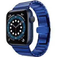 Wigento Bracelet de remplacement pour Apple Watch Series 9, 8, 7, 41 / 6, SE, 5, 4, 40 / 3, 2, 1, 38 mm - Style acier bleu - Montre connectée - Neuf