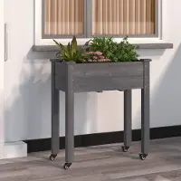 Prolenta Maison Exclusive - Bac à plantes avec insert et roulettes, gris, 71 x 37 x 80 cm, bois de sapin