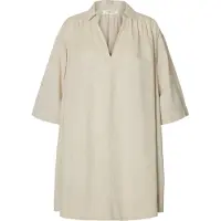 Selected Luisa-talia Linen Blend 3/4 Sleeve Short Dress Beige 38 Femme