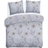 Darymex Parure de lit en flanelle, épaisse et chaude, 200 x 220 cm, 31513-2, gris, pissenlit