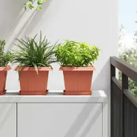 Prolenta Maison Exclusive - Plateau carré pour fleurs, lot de 6, couleur brique, 18 x 18 x 2 cm