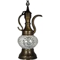 Halay Lampe de table Ostere Mozaïk (Ibrik turc) Ø 13 cm – Lampe en verre fabriquée à la main avec une lumière chaude, hauteur 38 cm