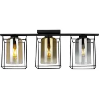 Light11 HOME Hella Cage Lampe à suspendre - Plafonnier pour salon chambre à coucher et salle à manger- Suspension en métal et verre - E27 - Mix - 3-flamme