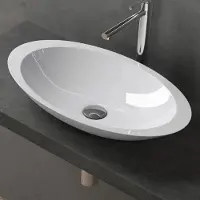 Doporro Lavabo vasque à poser blanc 60cm lave main Colossum802 59,3x35,1x10,7cm