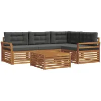 vidaXL Ensemble de canapés d'extérieur avec coussins 5 pièces Nature et Anthracite