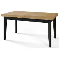 Alpi Möbel Skandi Table de salle à manger, rectangulaire, extensible, dimensions : 140-180 x 80 x 78 cm, table de salon, couleur : Lancelot, avec pieds en bois de couleur noire