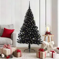 vidaXL Design Sapin de Noël artificiel pré-éclairé Noir 150 cm PVC - Sapins de Noël artificiels 2025 Nouveau1435755 2parcel