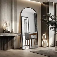 UnboxG Miroir intégral arqué, 80 x 180 cm Miroir sur pied bombé pleine longueur, fixé au mur, adossé, miroir au sol corps entier comme miroir de vanité pour le dressing du salon, or
