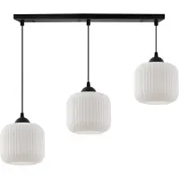 Light11 HOME Lampe à suspendre Riffle Noir 3 flammes avec abat-jour cylindrique blanc E27