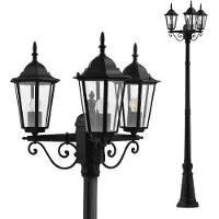 MasterLed Lampe de jardin LED 237.5cm 3xE27 max 60W IP44 Lampe pour mât noire