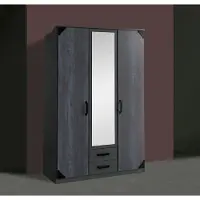 Wimex Armoire à portes battantes Bochum, graphite, imprimé numérique aspect acier, 135 cm