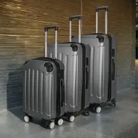 UnboxG Set de valises 3 pièces gris coque dure valise de voyage ABS légère trolley valise à roulettes set de valises à coque dure - M-L-XL