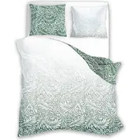 Faro Linge de lit 160x200+ 2x 70x80 100 % satin de coton Parure de lit Housse de couette (Milagro Verde 010)