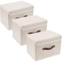 OEM Boîte de rangement avec couvercle - Tissu lavable - Set de boîtes de rangement - 38x25x25 cm - Beige boîte transparente