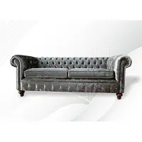 AEA Canapé 3 places 3 sièges canapé Chesterfield rembourré siège ensemble velours gris velours