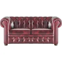 AEA Couch Sofa-Set Leder 2-Sitzer Sessel Bordeaux Chesterfield Klassisch Holz 4tlg.