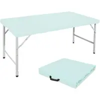 SUCCESS COURIER Table pliante - 125 cm, bleue - réglable en hauteur et capacité de charge de 135 kg - avec poignée de transport