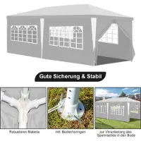 Fiqops Faziango Pavillon 3x6m avec parois latérales Sac Imperméable Protection UV 50+ Pavillon de jardin Tente de jardin Tente de réception Blanc