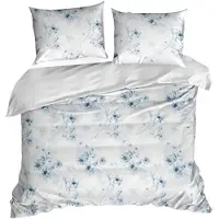 Eurofirany | Parure de lit - Linge de lit - 160 x 200 cm - 100 % coton - blanc - Ensemble de housse de couette - à fleurs