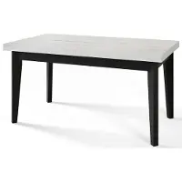 Alpi Möbel Skandi Table de salle à manger, rectangulaire, extensible, dimensions : 160-210 x 90 x 78 cm, table de salon, couleur : marbre, avec pieds en bois de couleur noire