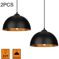 Jiubiaz Lampe à suspension Abat-jour Jeu de 2 lampes à suspension Industrielle Vintage Métal E27 Lampe à suspension 60W Lampe à suspension Plafonnier Ø 30cm