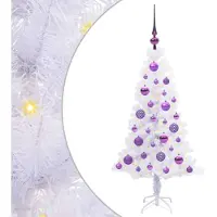 Syfax Sapin de Noël artificiel avec 150 LED Blanc 120 cm PVC et Acier