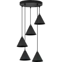 Light11 HOME Suspension SOHO noire à 5 ampoules, 14 cm, culot E14
