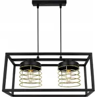 Light11 HOME Rasti Cage Lampe à suspendre - Plafonnier pour le salon, la chambre à coucher et la salle à manger - Suspension en métal et en verre - E27 - Or - 2-flamme